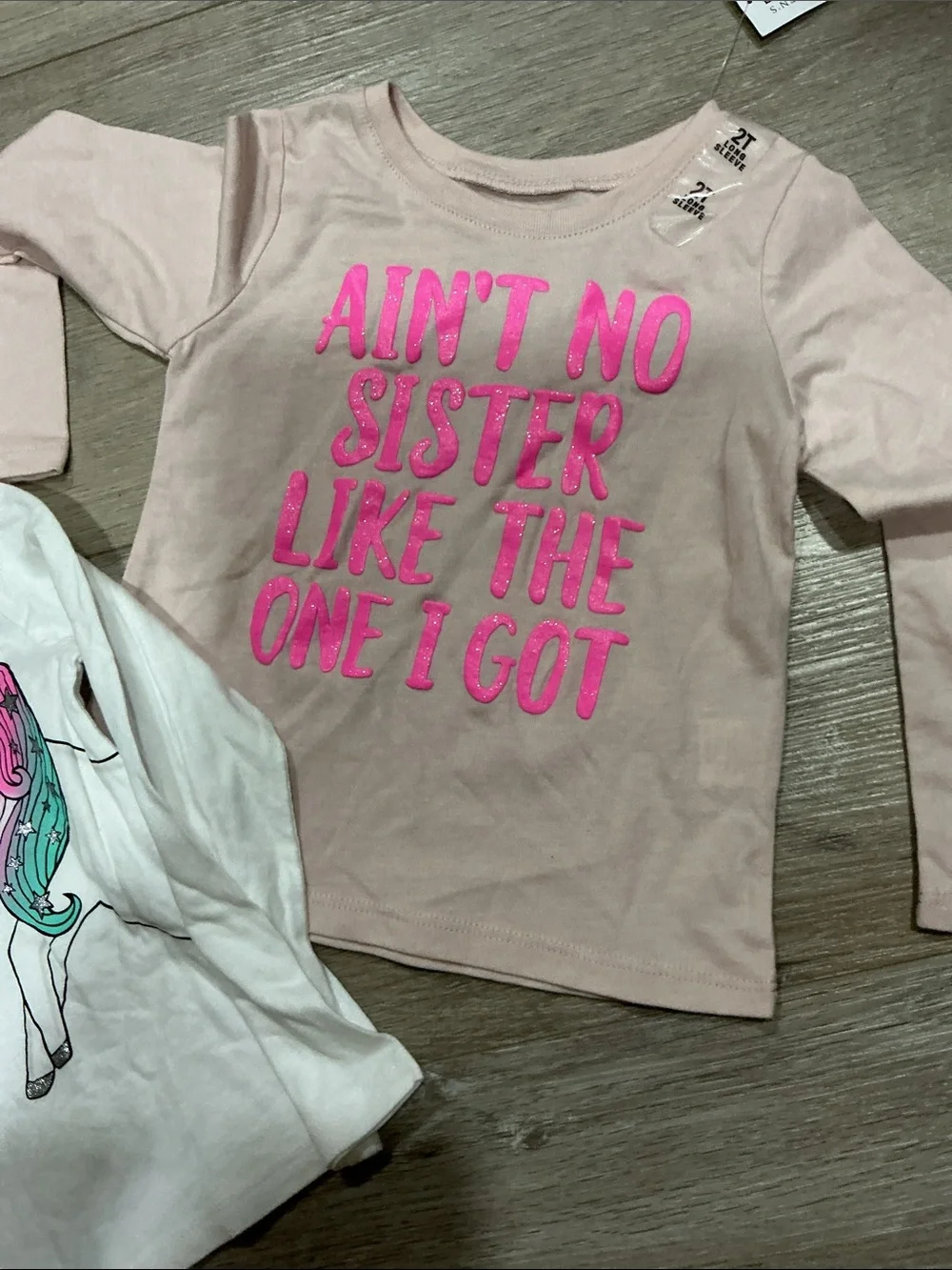 The Children's Place Pink & White Unicorn Graphic Long-Sleeve Top 2-Pack